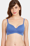 Rosaline Padded Non-Wired 3/4th Coverage T-Shirt Bra - Beaucoup Blue — thumbnail 1